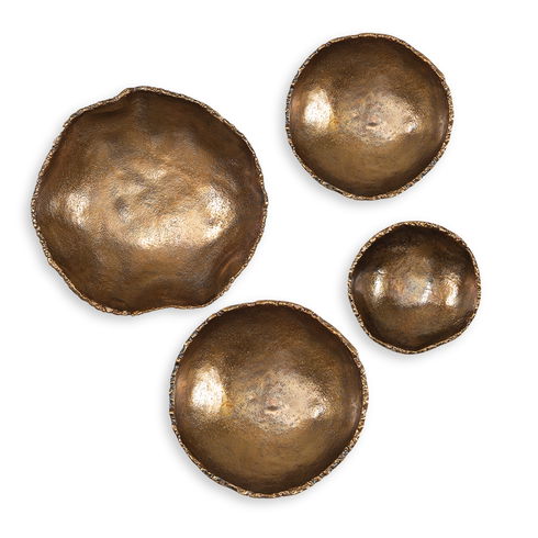 Lucky Coins Brass Wall Bowls, S/4