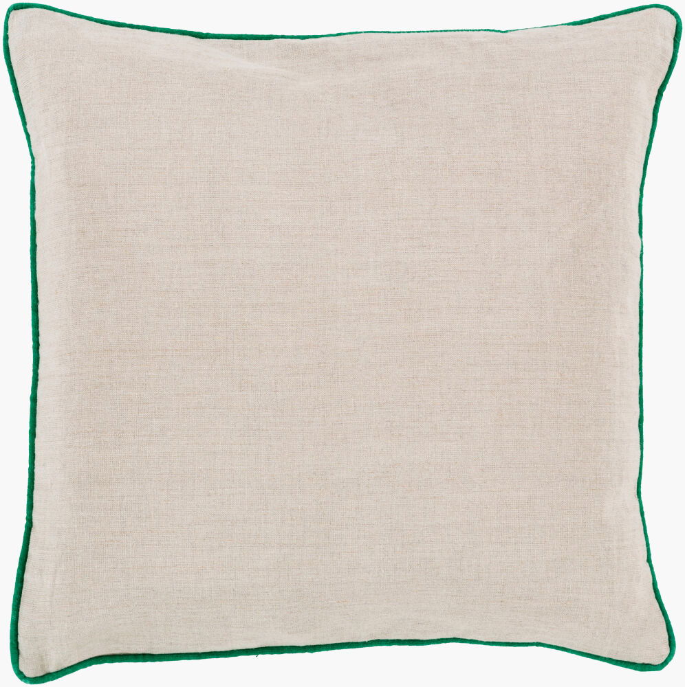 Linen Piped Accent Pillow, Decorative Pillow by Surya, 18" length x 18" width