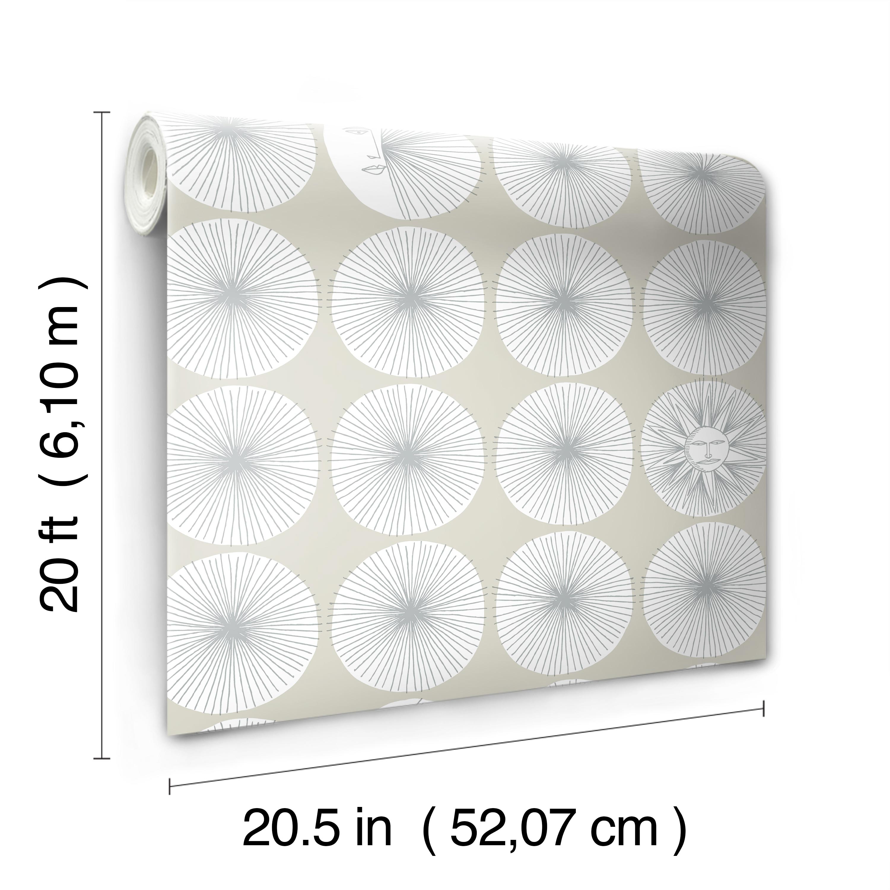 Soho Starburst Silver Peel & Stick Wallpaper large image 