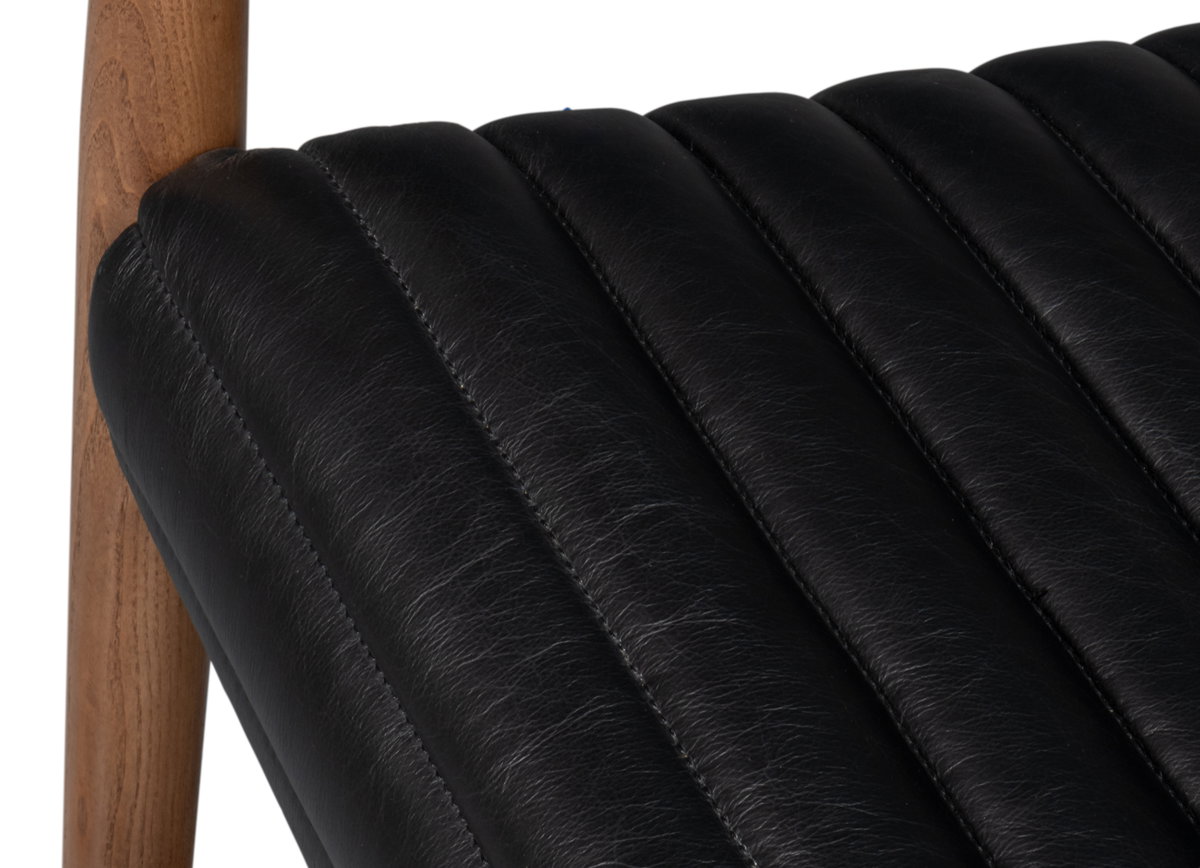 Singletary Leather Chair  Onyx Black, by Sarreid, 2'4" length x 2'3" width x 2'8" height View 5
