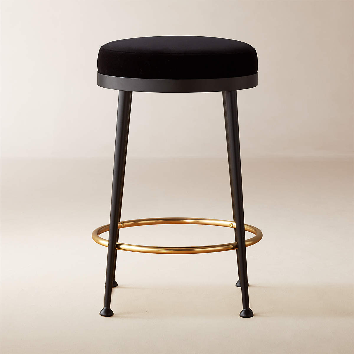 Online Designer Kitchen Atlas Black Velvet Counter Stool Set of 2