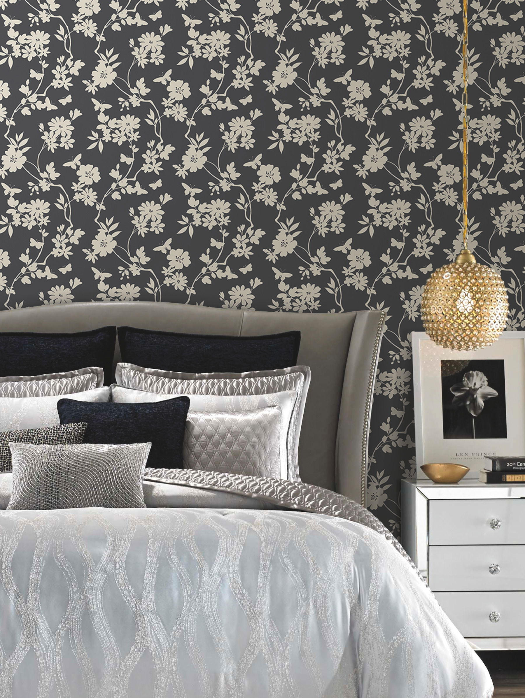 Flutter Vine Grey Wallpaper, by York Wall, 27' length x 2'3" width x 0.02" depth View 3