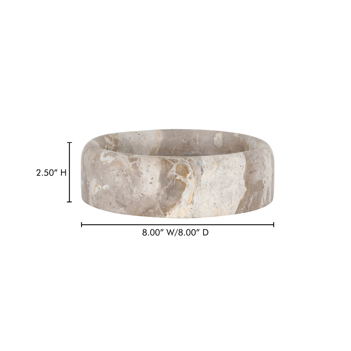 Anais Catchall Beige Marble, Trays & Platter by Moe's Home, 8" width x 2.5" height x 8" depth View 7