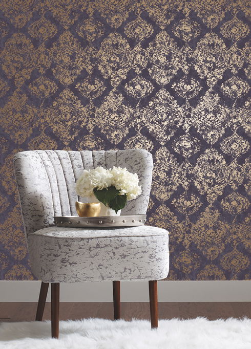 Stargazer Plum & Gold Wallpaper