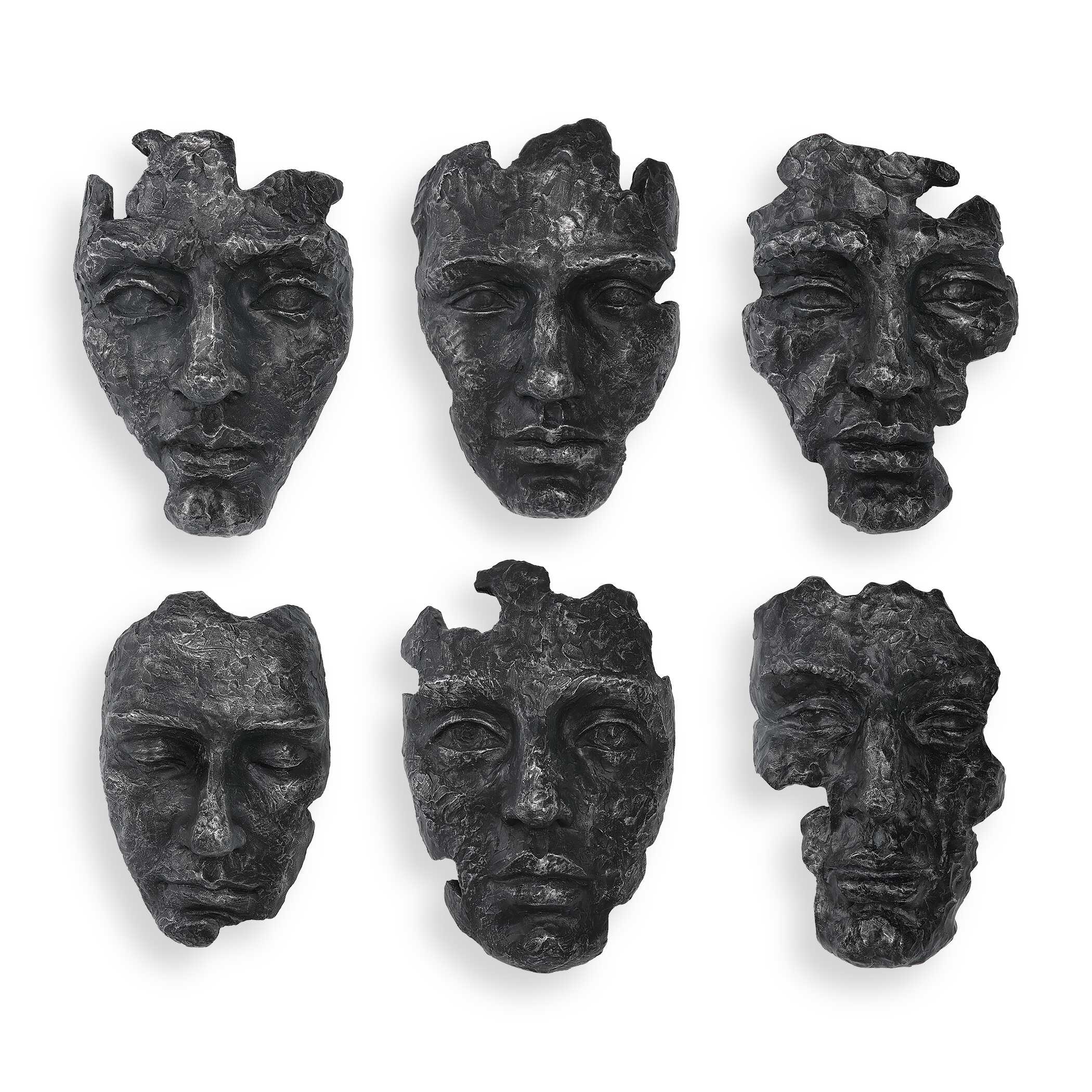 Self-Portrait Metallic Wall Decor Set/6, Sculptural Wall Art by Uttermost, 9.62" width x 14" height x 5.12" depth View 1