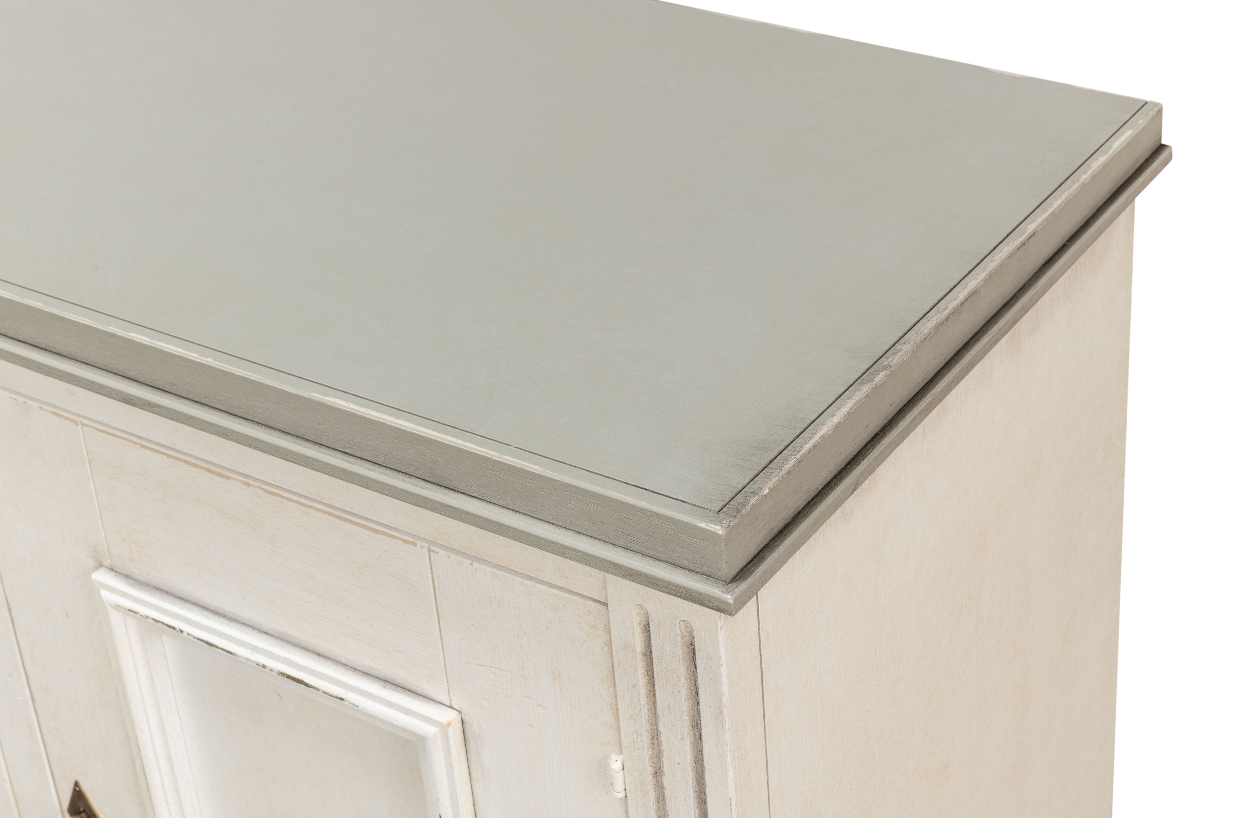 Louis Xvi Buffet,White/White,Gray Quartz, Cabinets & Sideboard by Sarreid, 60" length x 18" width x 34" height View 6