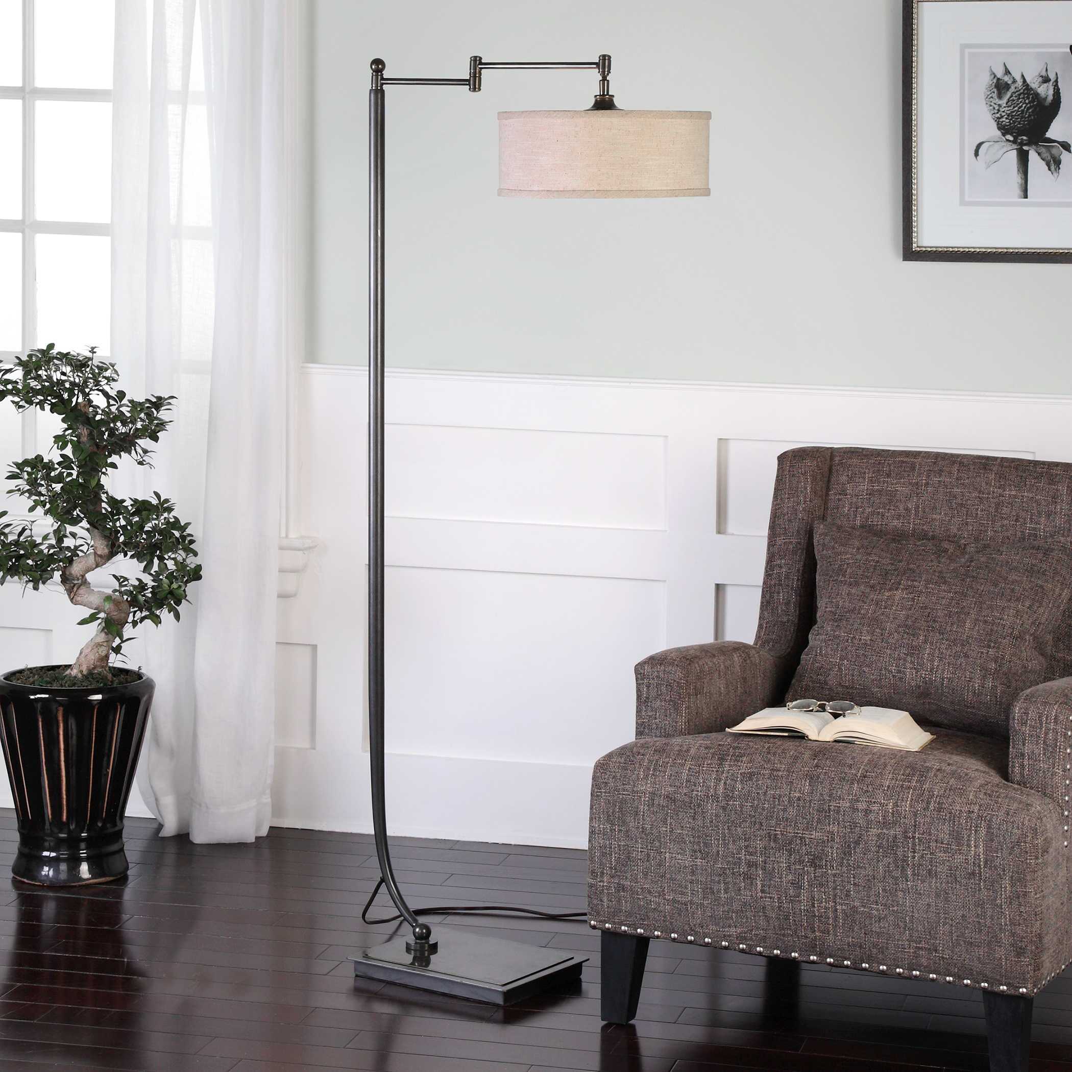 Lamine Dark Bronze Floor Lamp, by Uttermost, 25.5" width x 62.75" height x 13.5" depth View 4