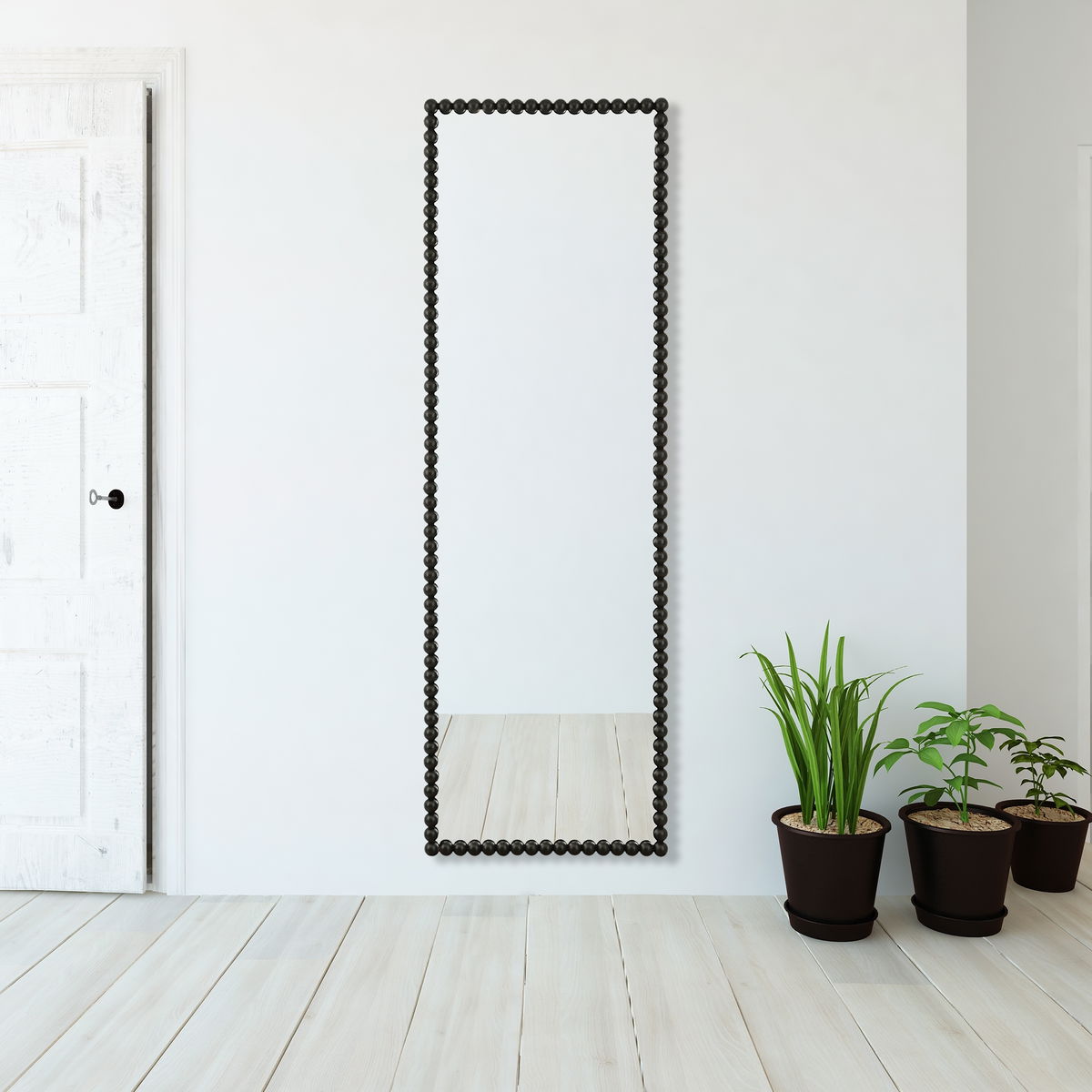 Serna Black Tall Mirror, by Uttermost, 23.37" width x 72.25" height x 2.25" depth View 2