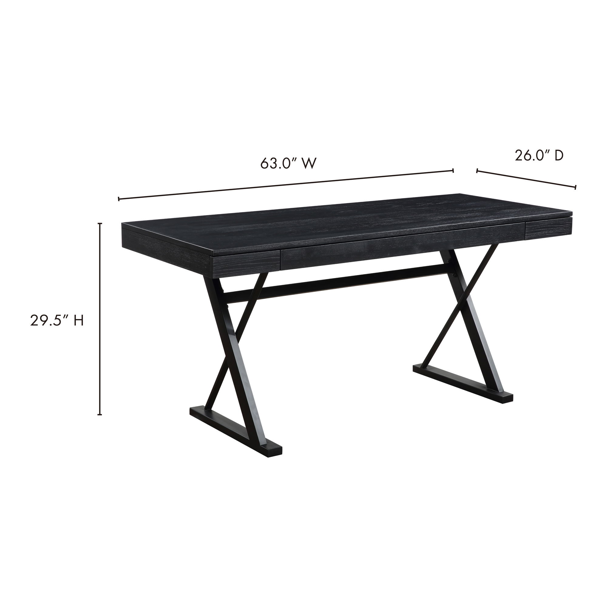 Profecto Desk Black, by Moe's Home, 63" width x 29.5" height x 26" depth View 9