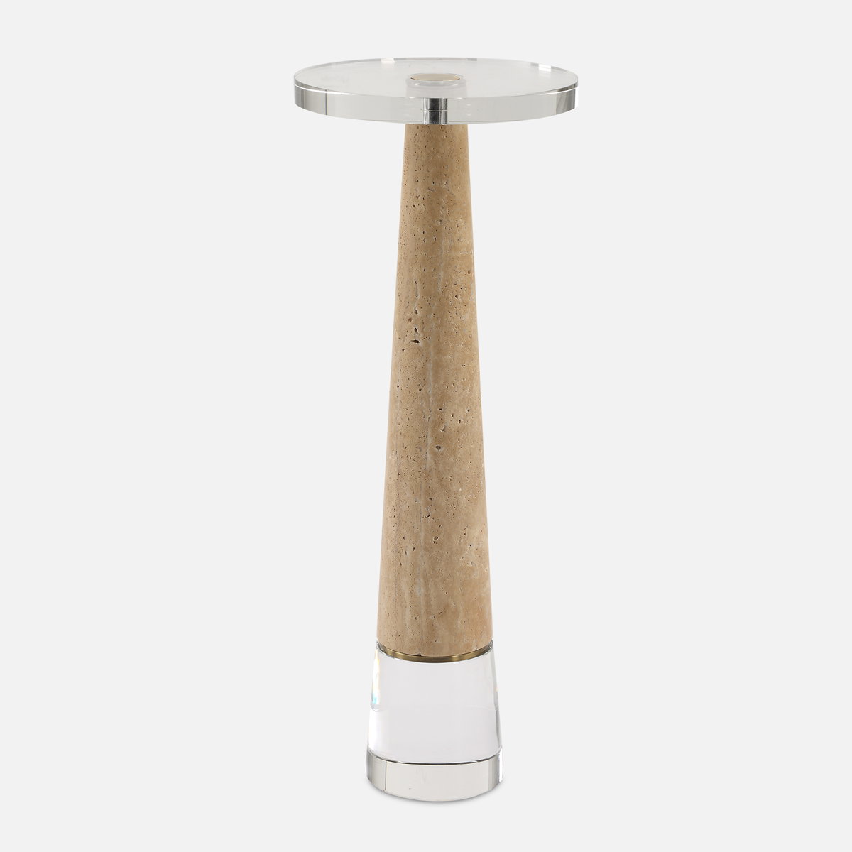 Niari Travertine Drink Table, Side & End Table by Uttermost, 9" width x 24" height x 9" depth View 1