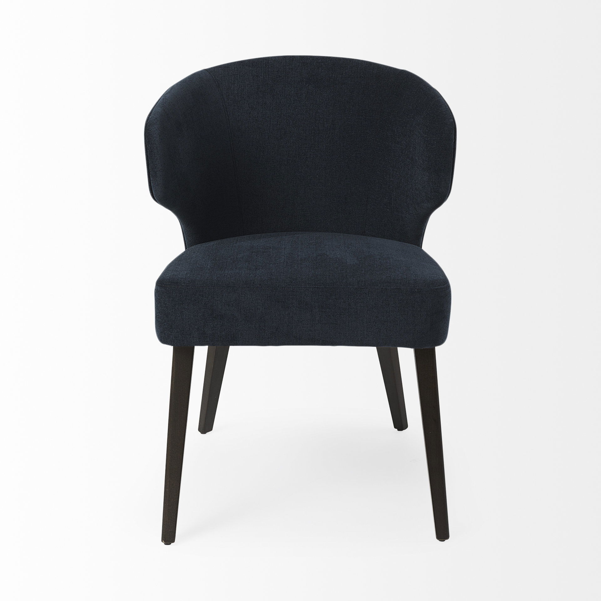 Niles 23.5L x 24.0W x 32.0H Navy Fabric Seat with Dark Brown Wooden Legs Wingback Dining Chair large image 