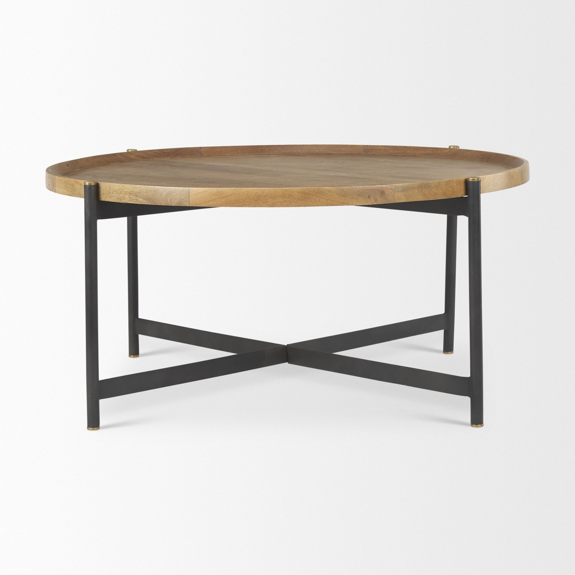 Marquisa Medium Brown Wood with Black Metal Large Coffee Table large image 