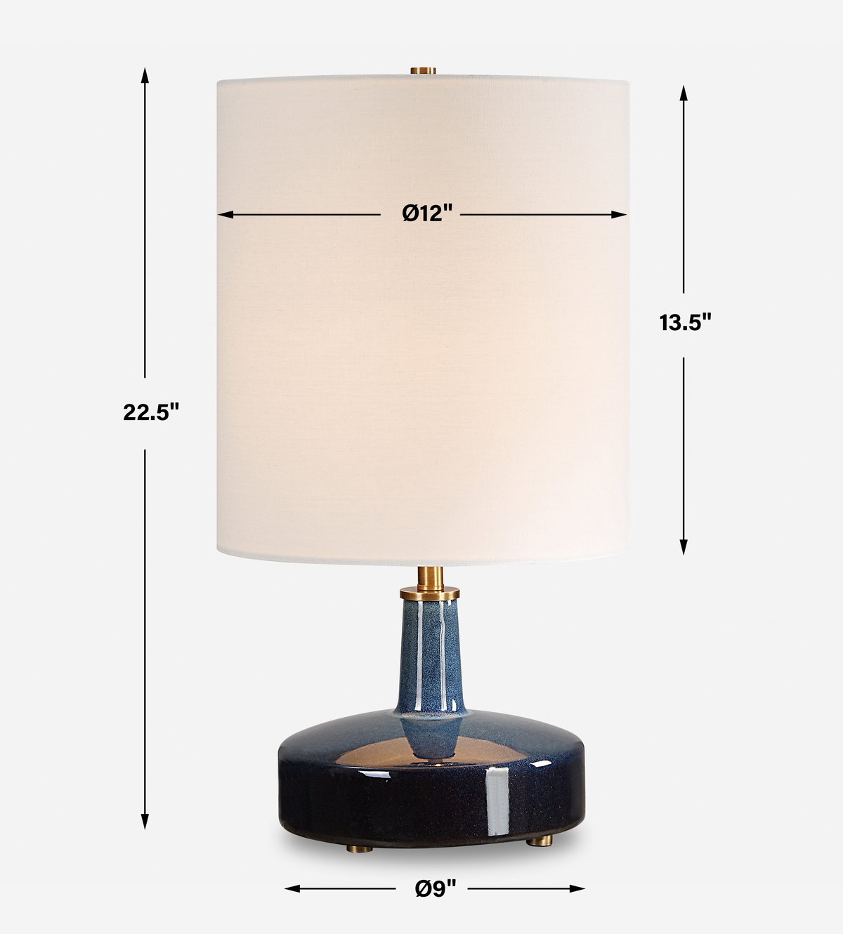 Abyss Blue Table Lamp, by Uttermost, 12" width x 22.5" height x 12" depth View 3