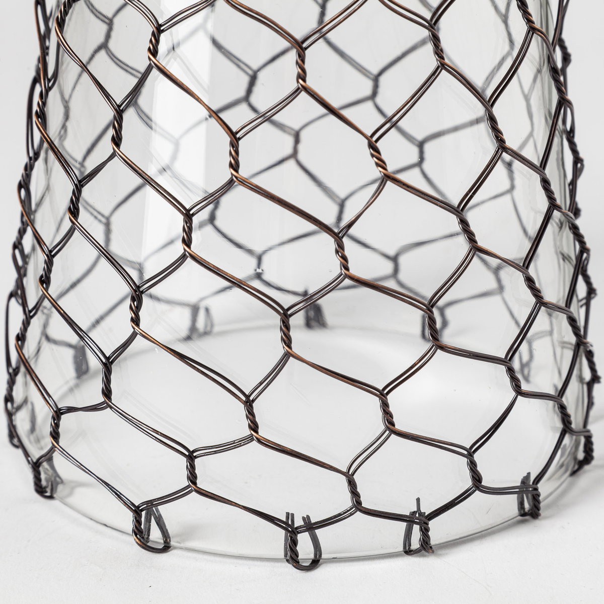 Shandra I Small Glass with Metal Wire Snakeskin Pattern Table Candle Holder, Candles & Candle Holder by Mercana, 5" length x 5" width x 11.25" height View 5