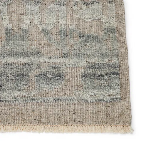 Damask Hand-Knotted Wool Gray Area Rug