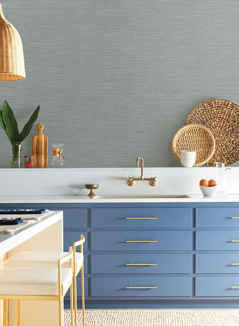 Grass Roots Blue Grey Wallpaper