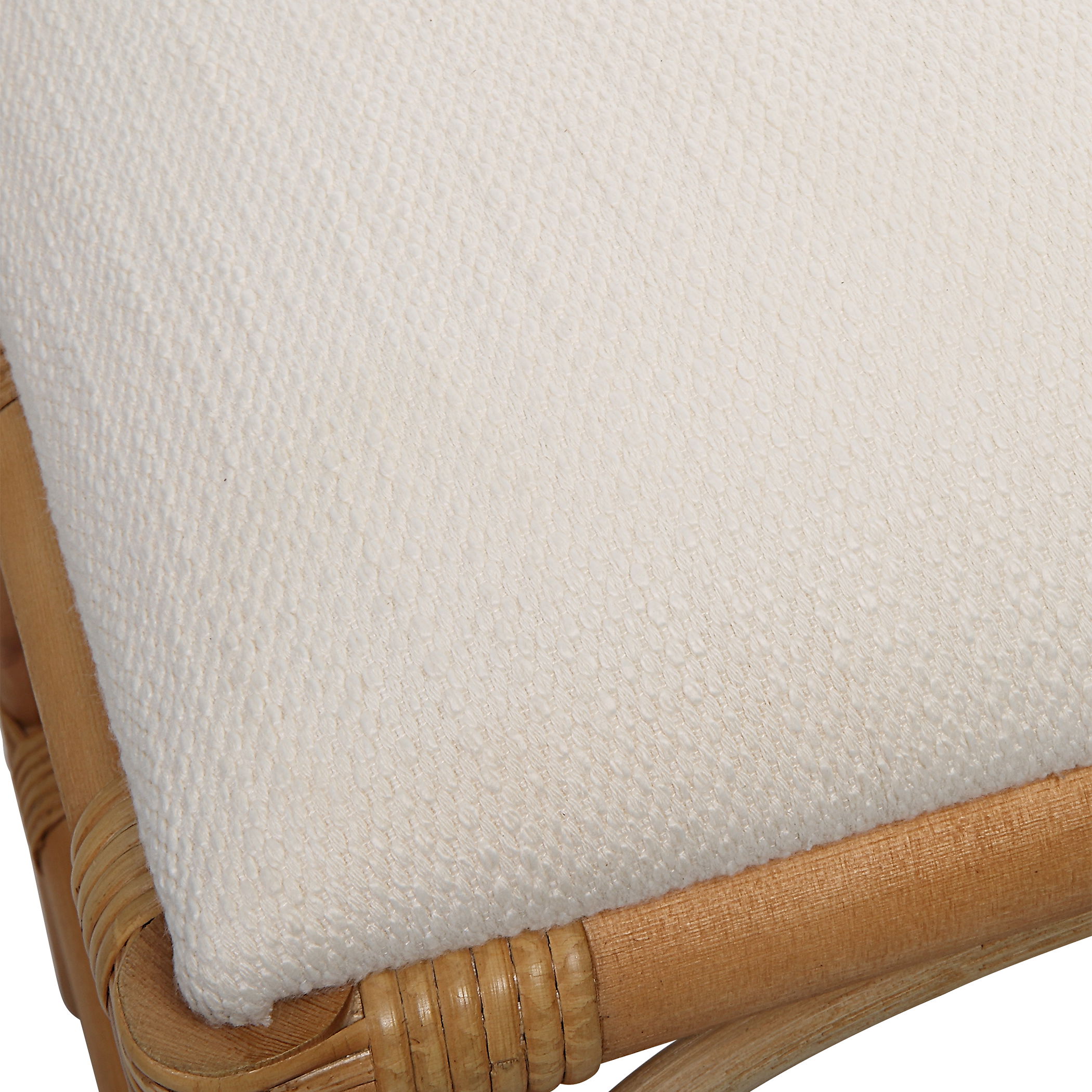 Laguna White Fabric Rattan Bench large image 