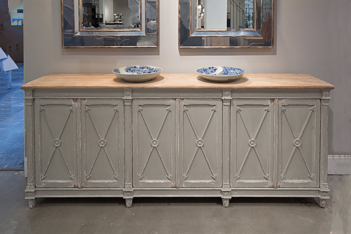 Marksman Sideboard Antique Muted Grey, by Sarreid, 1'8" length x 8' width x 3'3" height View 13