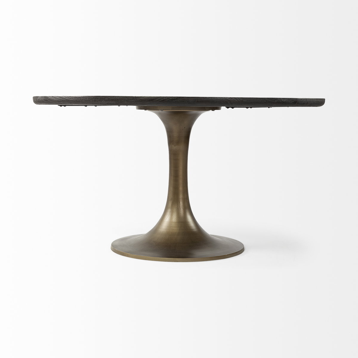 McLeod 54' Round Pedestal Dining Table | Modern | Brown Wood & Gold Metal | Seats 4, by Mercana, 54" length x 54" width x 28.75" height View 4
