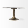McLeod 54' Round Pedestal Dining Table | Modern | Brown Wood & Gold Metal | Seats 4, by Mercana, 54" length x 54" width x 28.75" height thumbnail 4