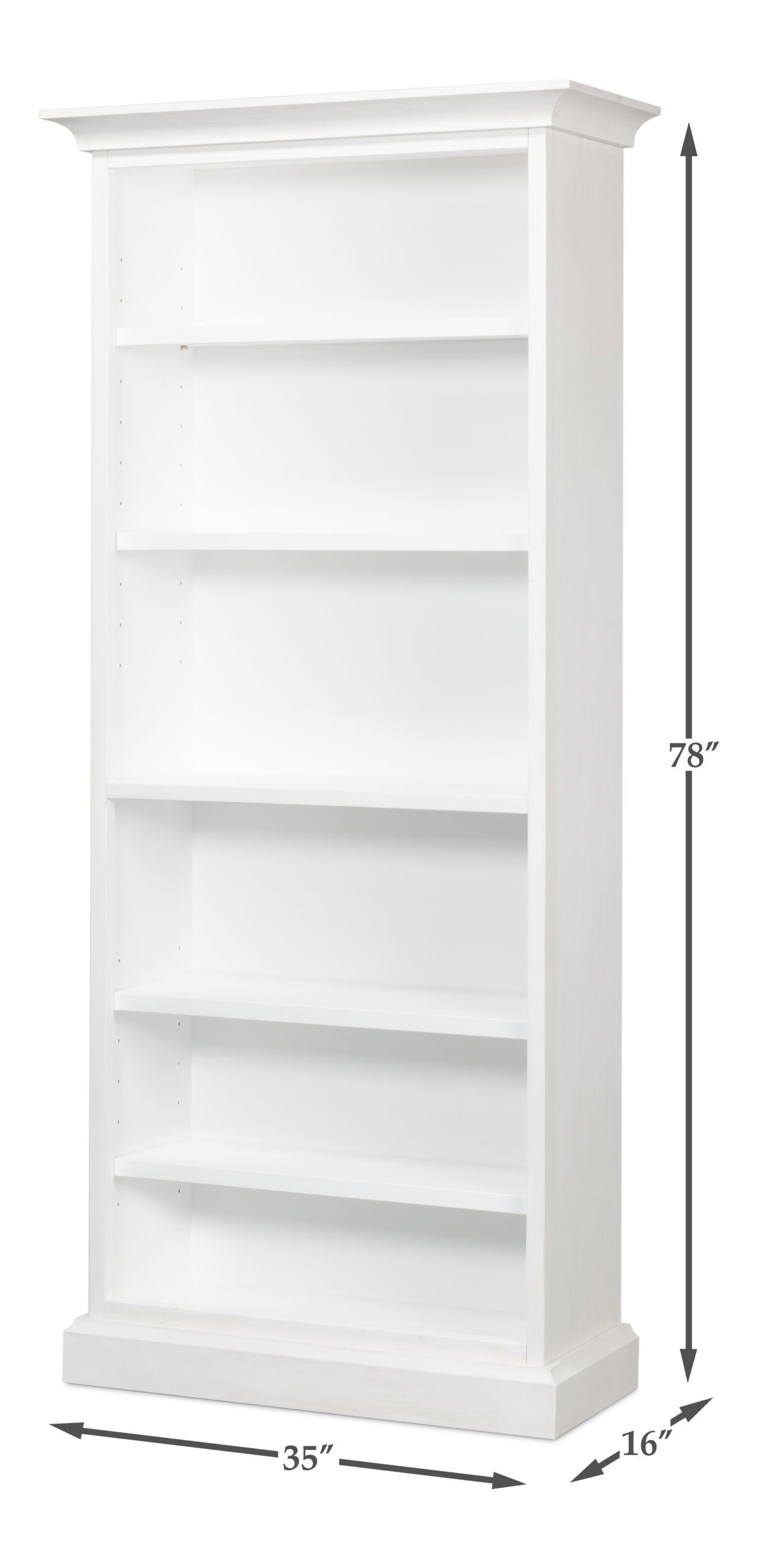 Open Shelf Bookcase, Cortina White, Shelving & Bookcase by Sarreid, 35" length x 16" width x 78" height View 13