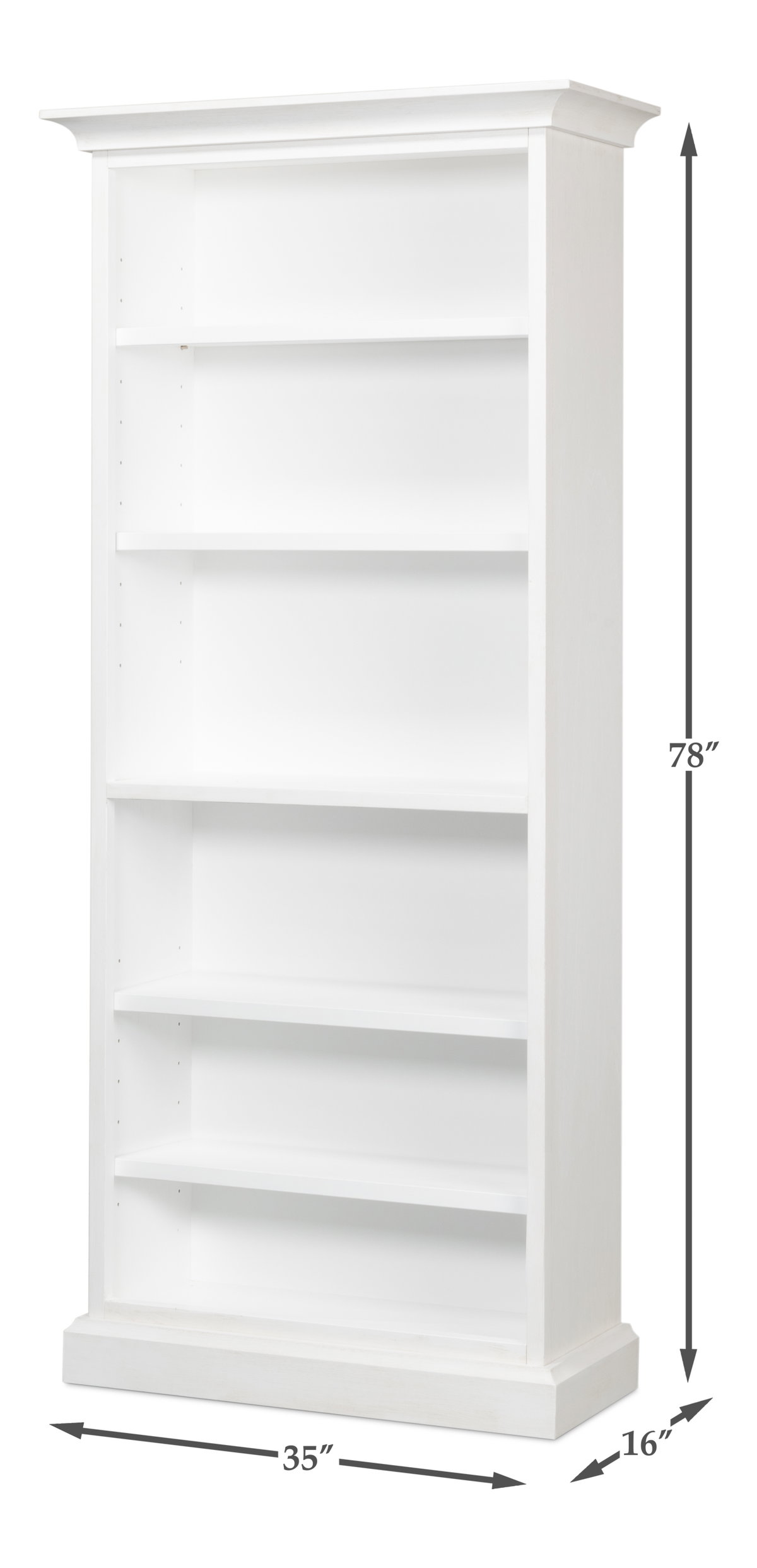 Open Shelf Bookcase, Cortina White, Shelving & Bookcase by Sarreid, 35" length x 16" width x 78" height View 13