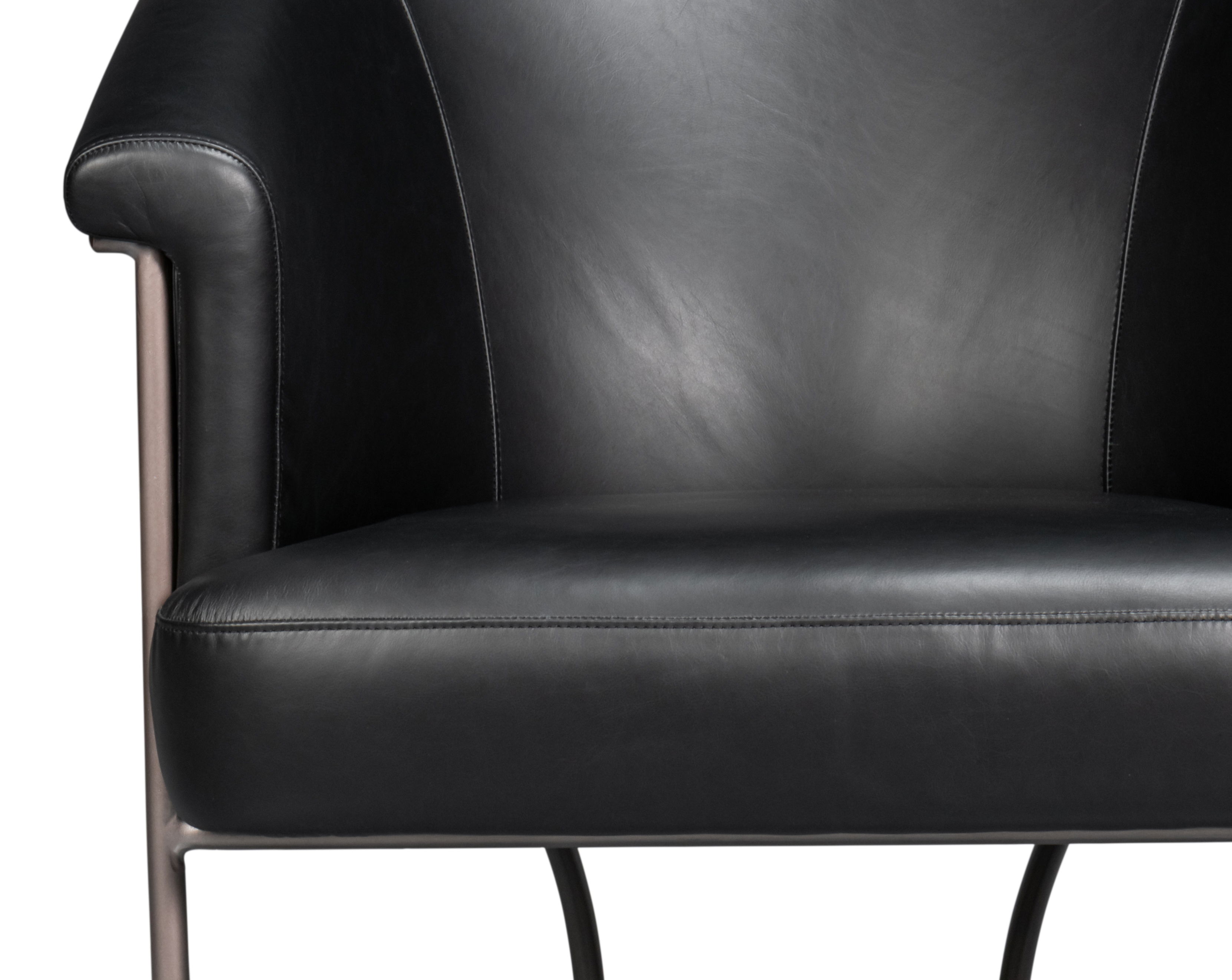 Nagel Distilled Leather Chair,Onyx Black, Seating by Sarreid, 30" length x 33" width x 45659" height View 12