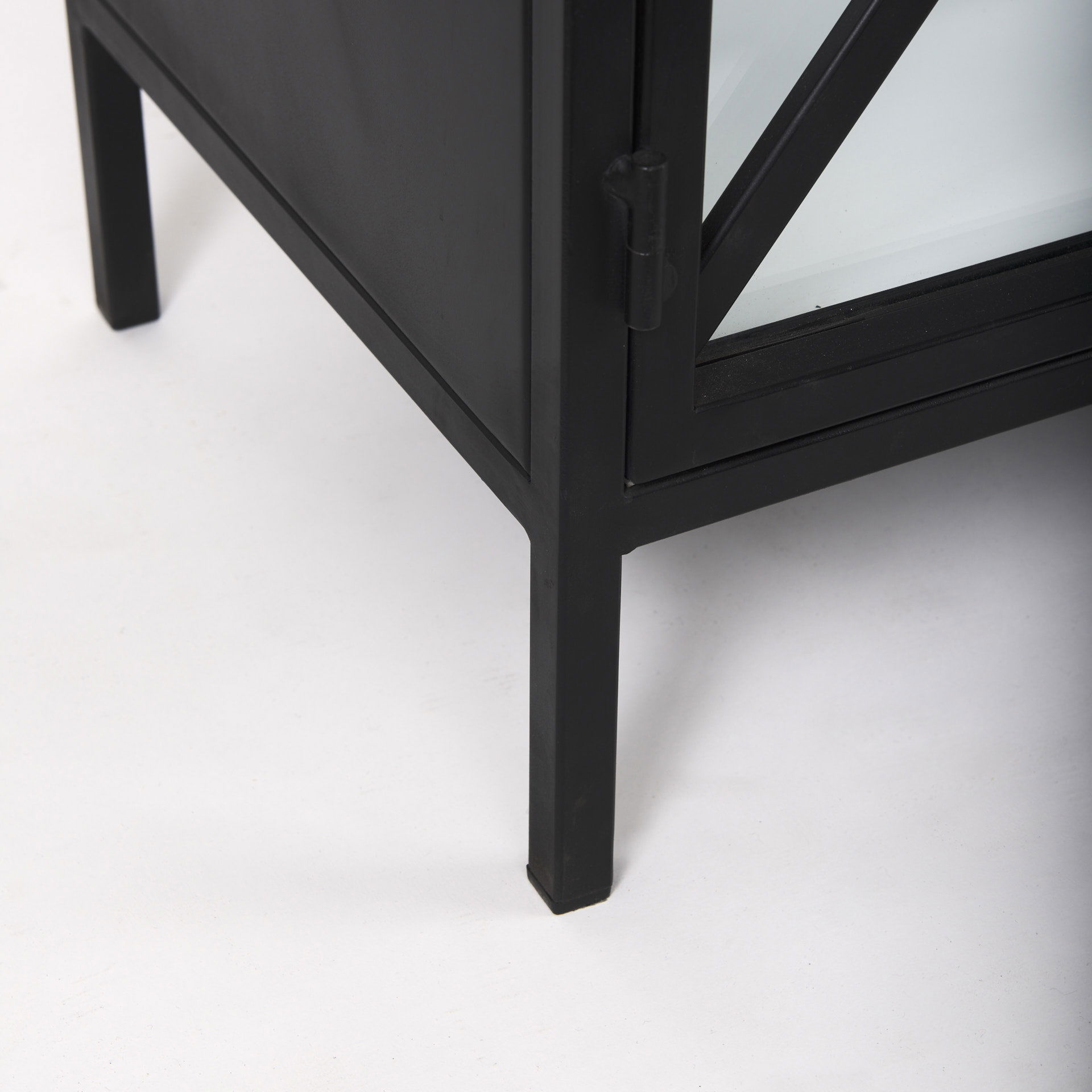 Aurelia  Black and White Metal Four Door Glass Cabinet, Sideboards & Buffet by Mercana, 79" length x 16" width x 33" height View 12