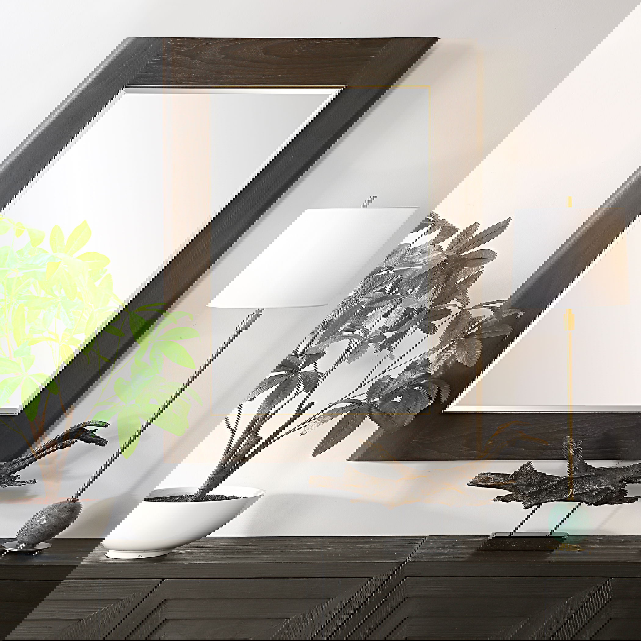 Catron Aged Walnut Mirror, by Uttermost, 33.87" width x 45.62" height x 2" depth View 2