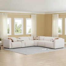 Online Designer Combined Living/Dining Oliver 5-Seat Wall-hugger Reclining Sectional Sofa with Power Headrest