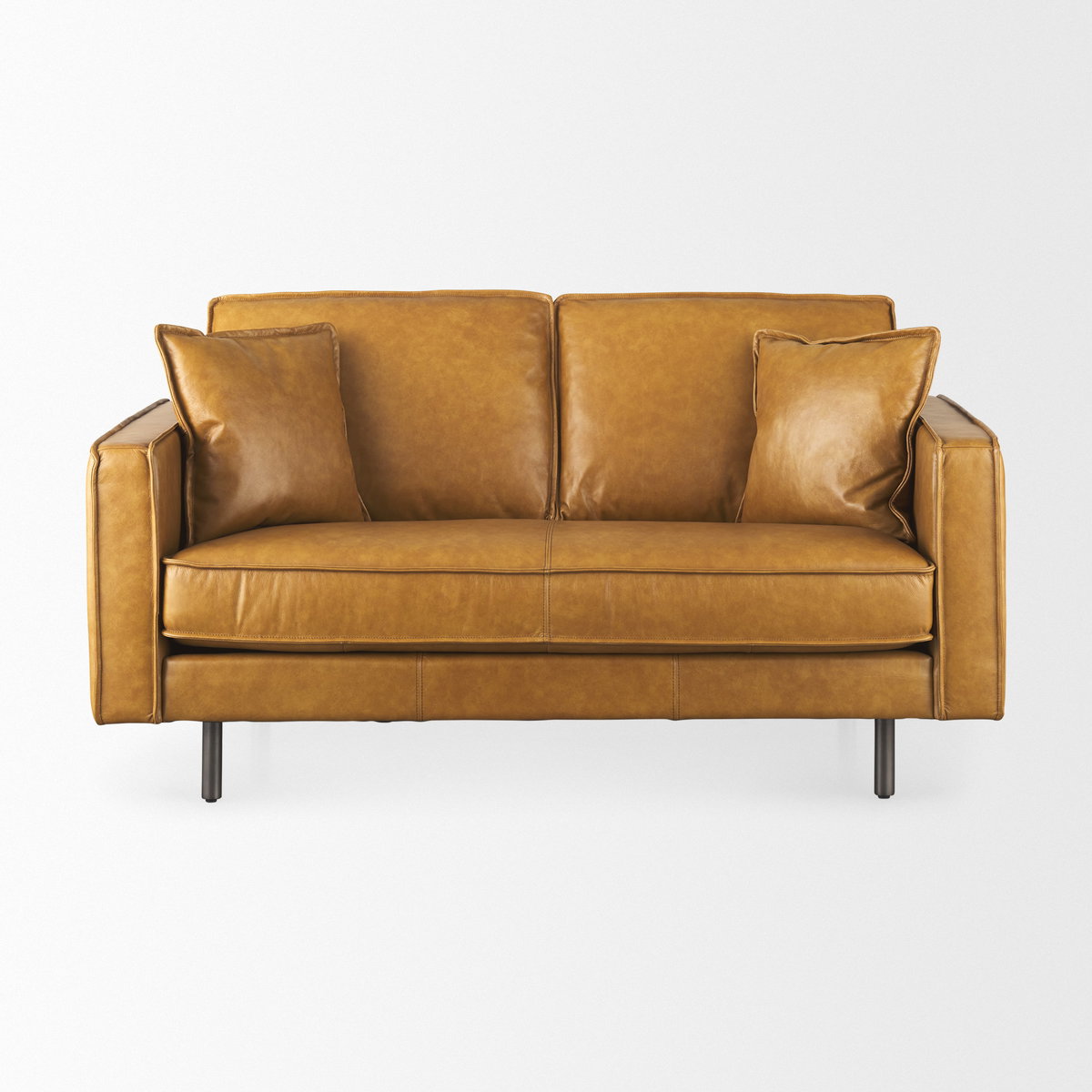 D'Arcy 65.0L x 37.0W x 34.0H Tan Leather Love Seat, Sofas & Sectional by Mercana, 65.35" length x 36.61" width x 33.86" height View 4