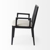 Clara Cane Back Dining Arm Chair | Cream Fabric with Black Wood, Dining Chair by Mercana, 22.5" length x 23.5" width x 33.75" height thumbnail 7