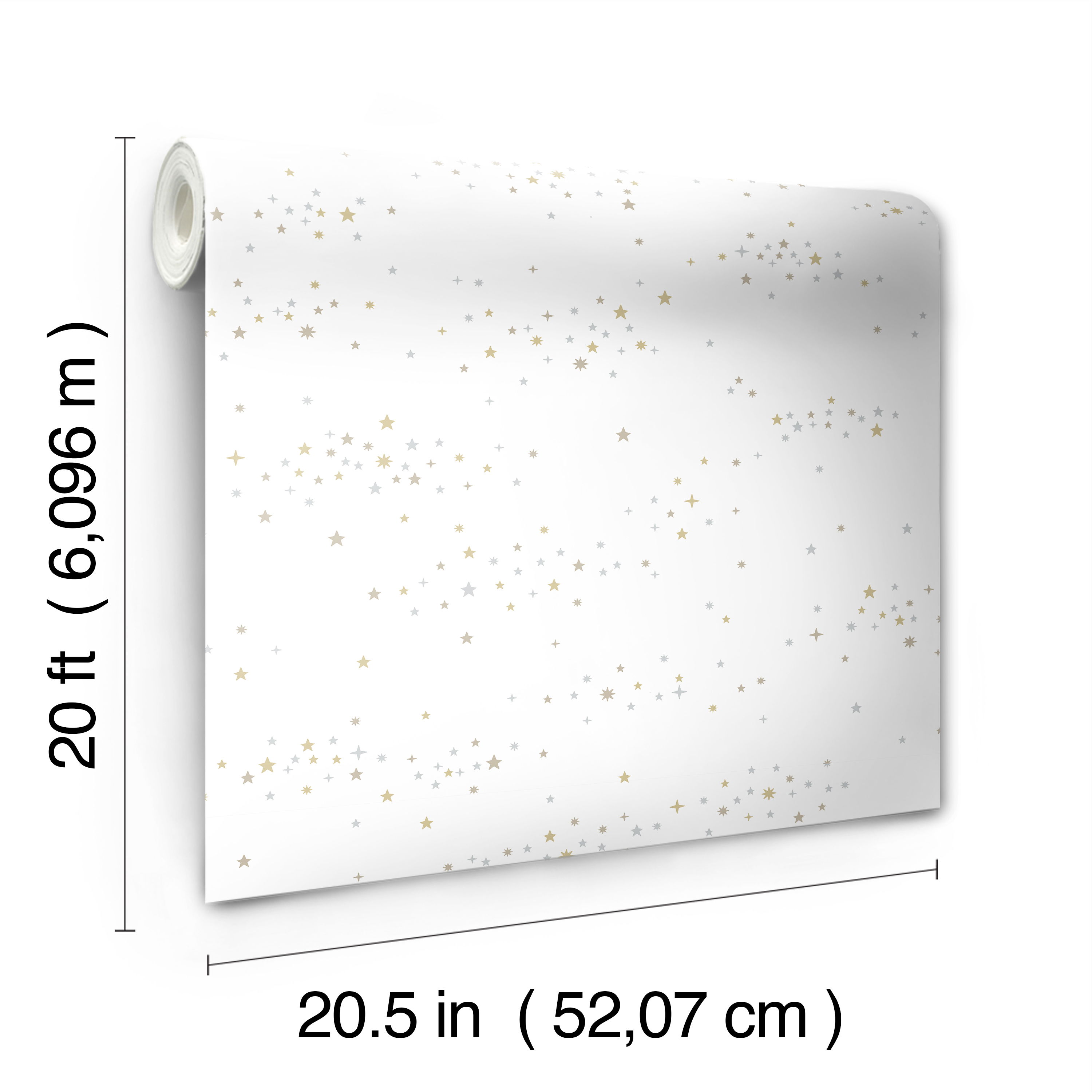 Starlight, Star Bright Silver & Gold Peel & Stick Wallpaper large image 