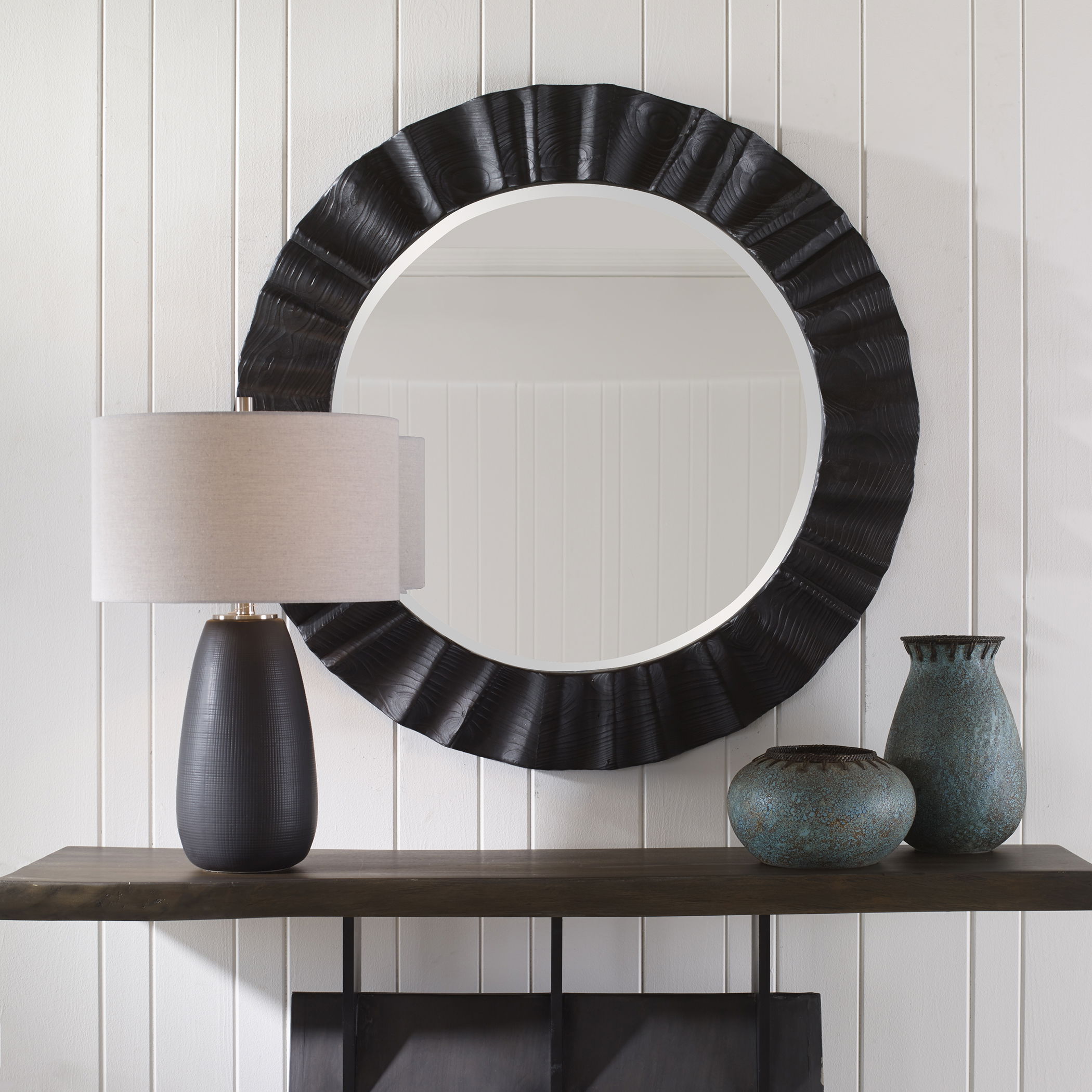 Caribou Dark Espresso Round Mirror large image 