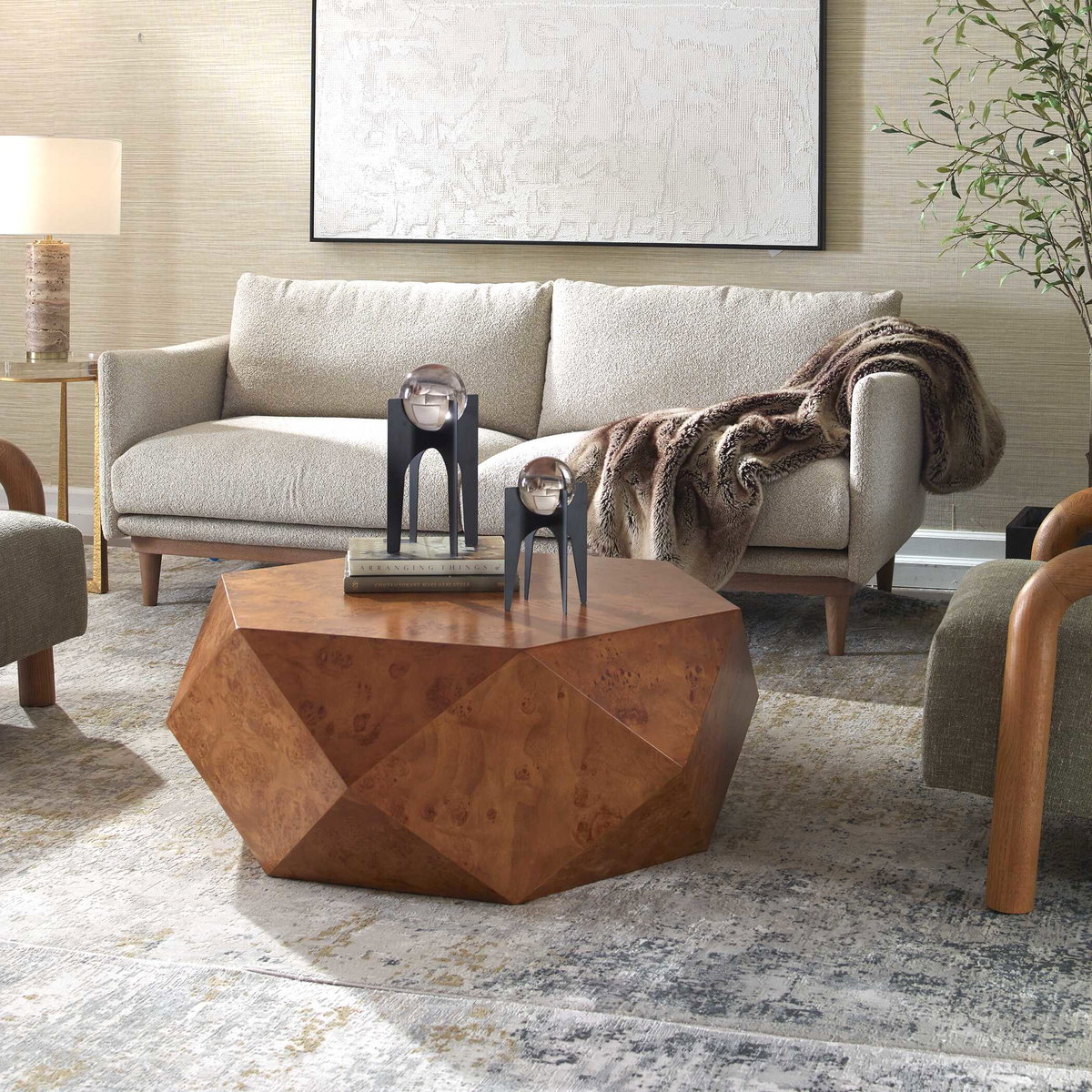 Hughes Geometric Coffee Table, by Uttermost, 40" width x 16" height x 37" depth View 4