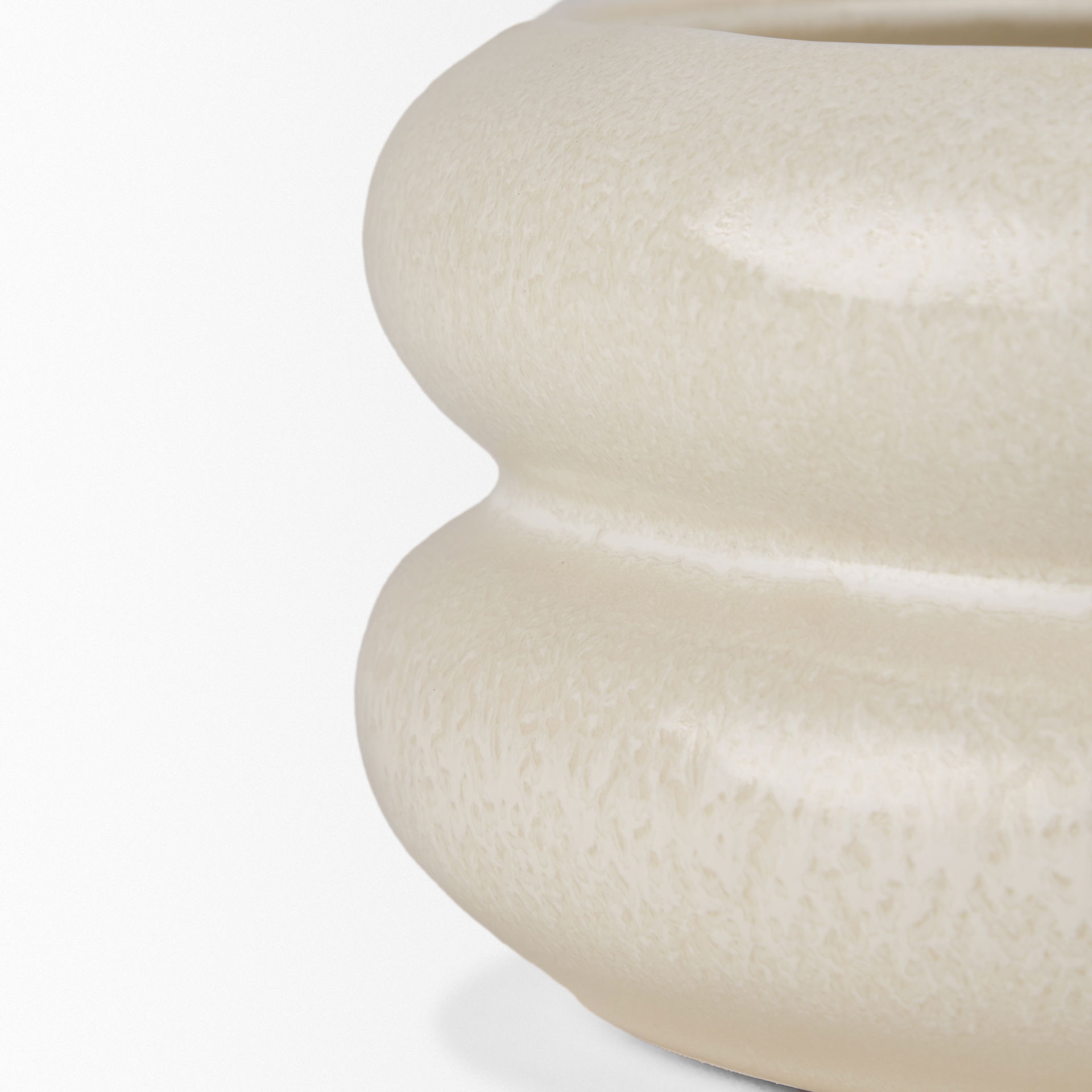 Twyla Short Cream Glazed Ring Pot, Vase by Mercana, 7.09" length x 7.09" width x 3.54" height View 7