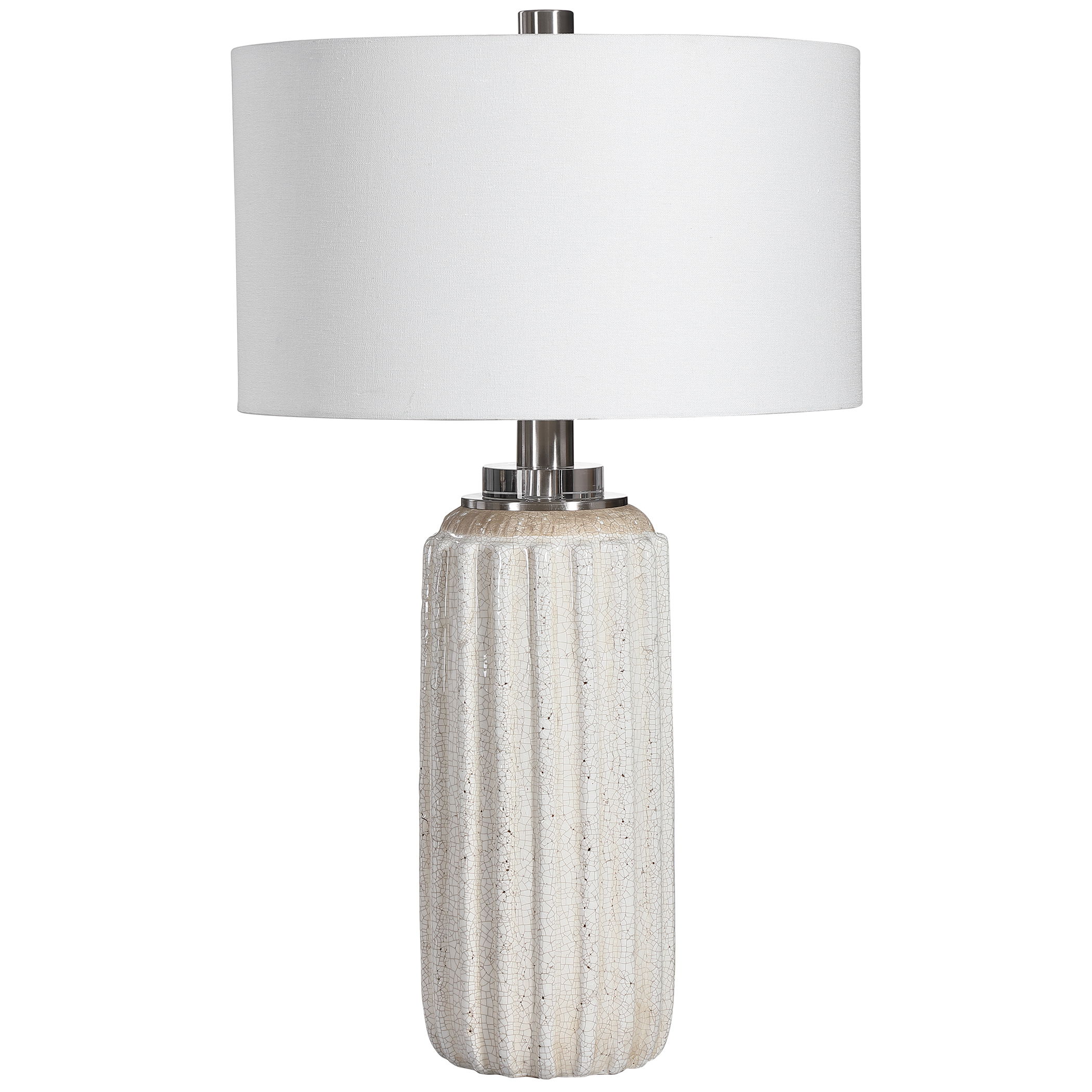 Azariah White Crackle Table Lamp large image 