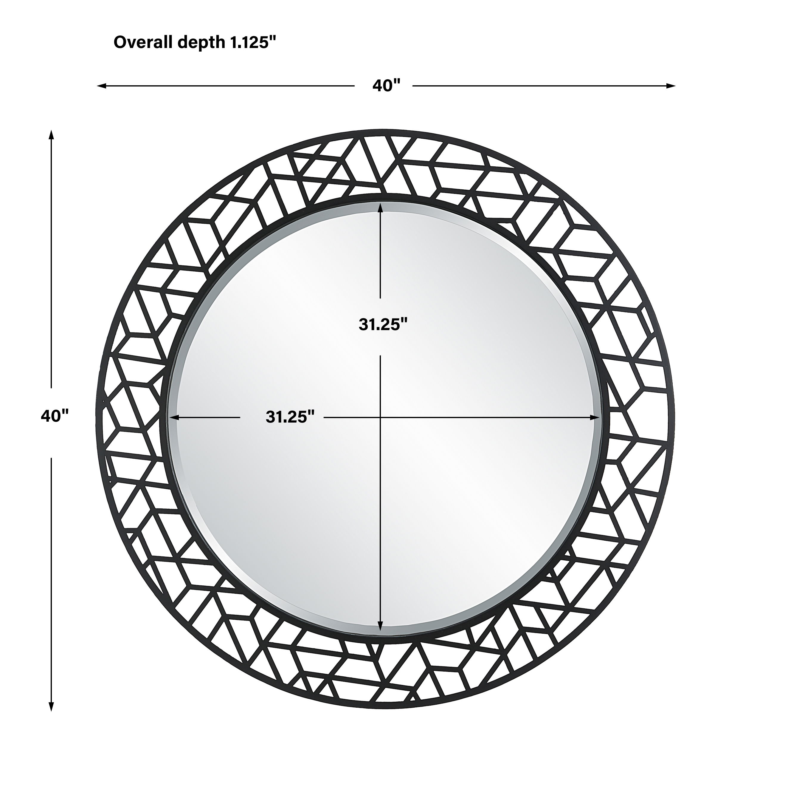 Mosaic Metal Round Mirror, by Uttermost, 40" width x 40" height x 1.12" depth View 3
