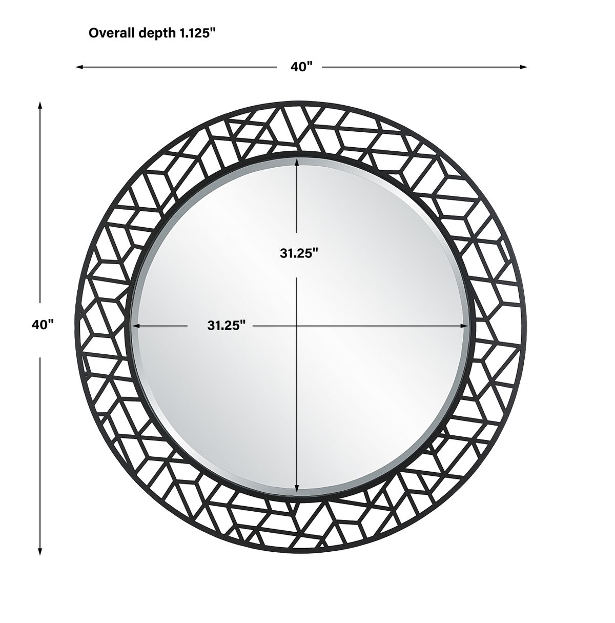 Mosaic Metal Round Mirror, by Uttermost, 40" width x 40" height x 1.12" depth View 3