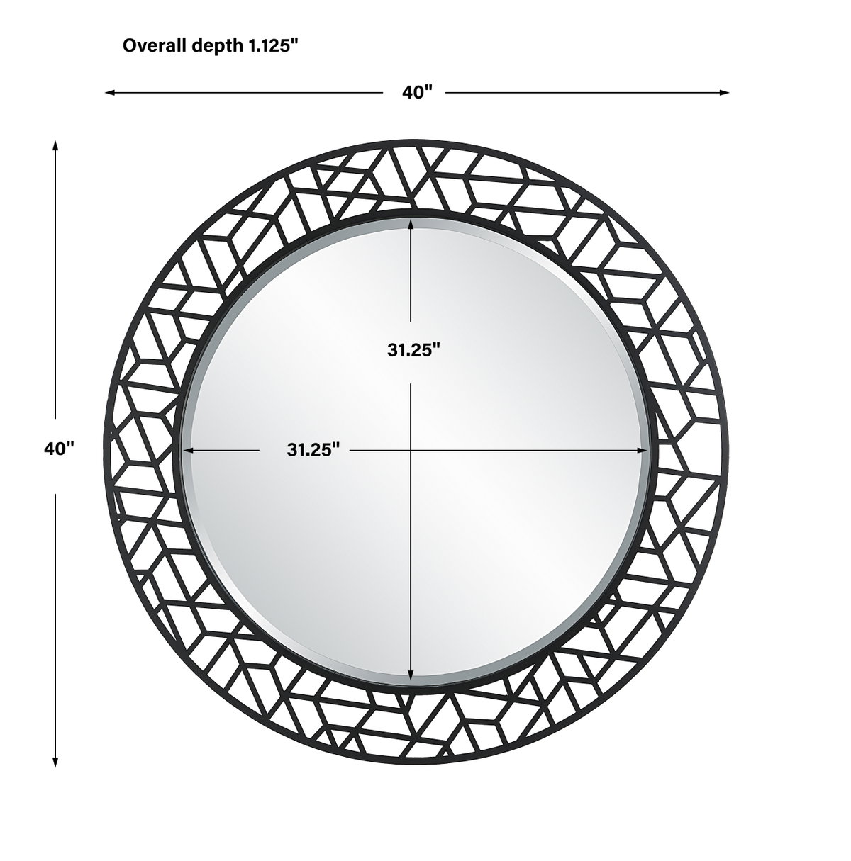 Mosaic Metal Round Mirror, by Uttermost, 40" width x 40" height x 1.12" depth View 3