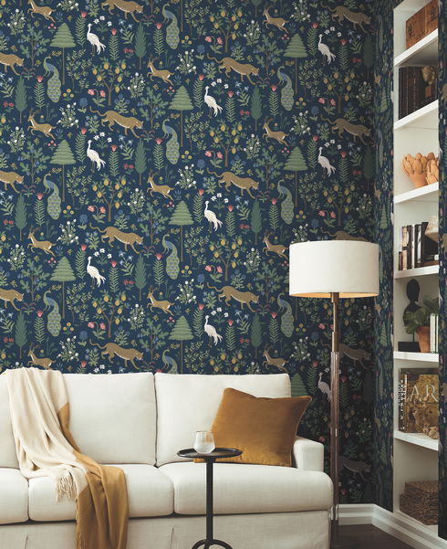 Menagerie Blue & Brown Wallpaper