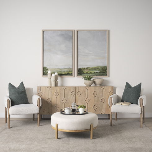 Qamra Short Beige Textured Metal Pillar Candle Holder