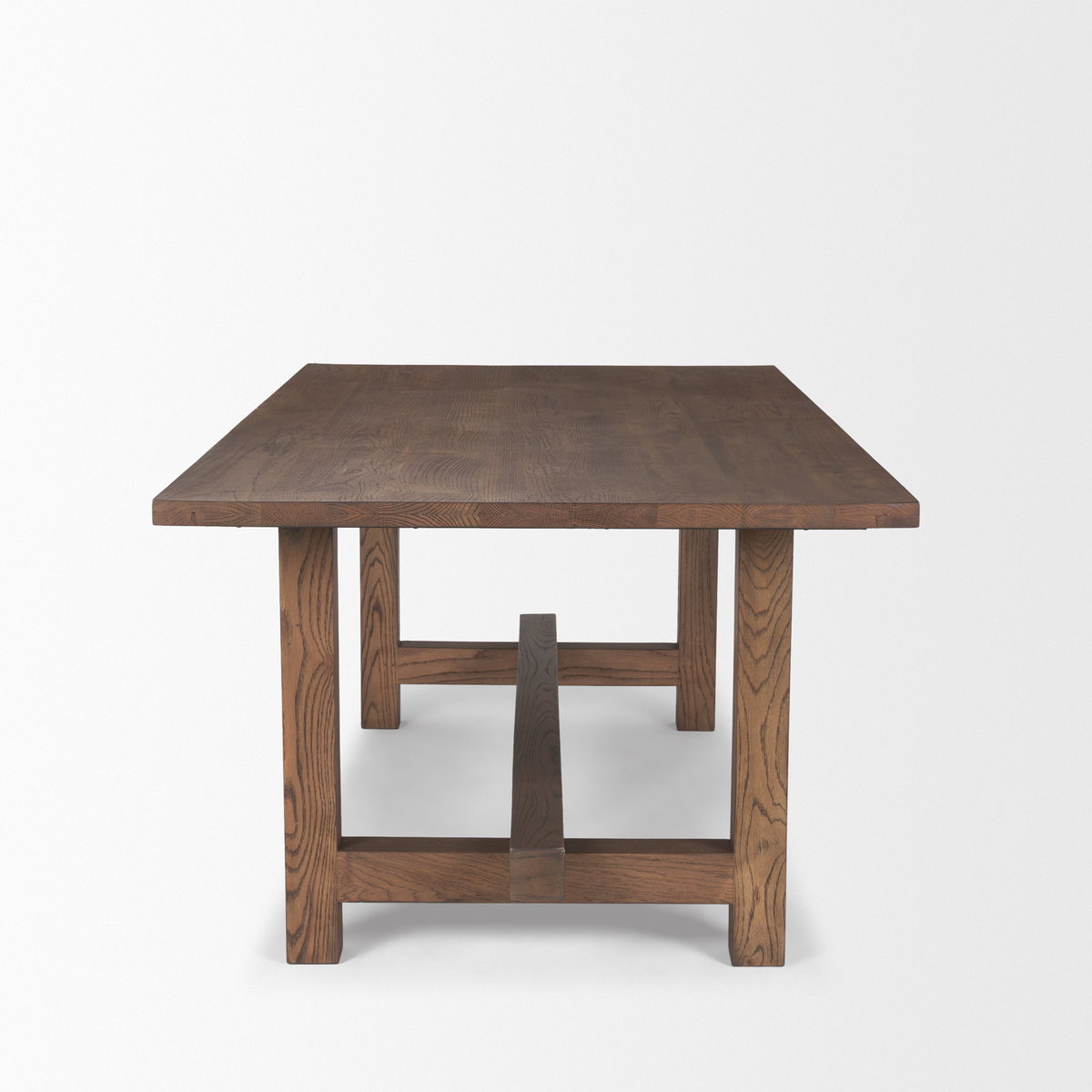 Suke 84'L x 42'W Rectangular Trestle Dining Table | Med Brown Wood | Seats 8, by Mercana, 84" length x 42" width x 30" height View 5