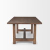 Suke 84'L x 42'W Rectangular Trestle Dining Table | Med Brown Wood | Seats 8, by Mercana, 84" length x 42" width x 30" height thumbnail 5