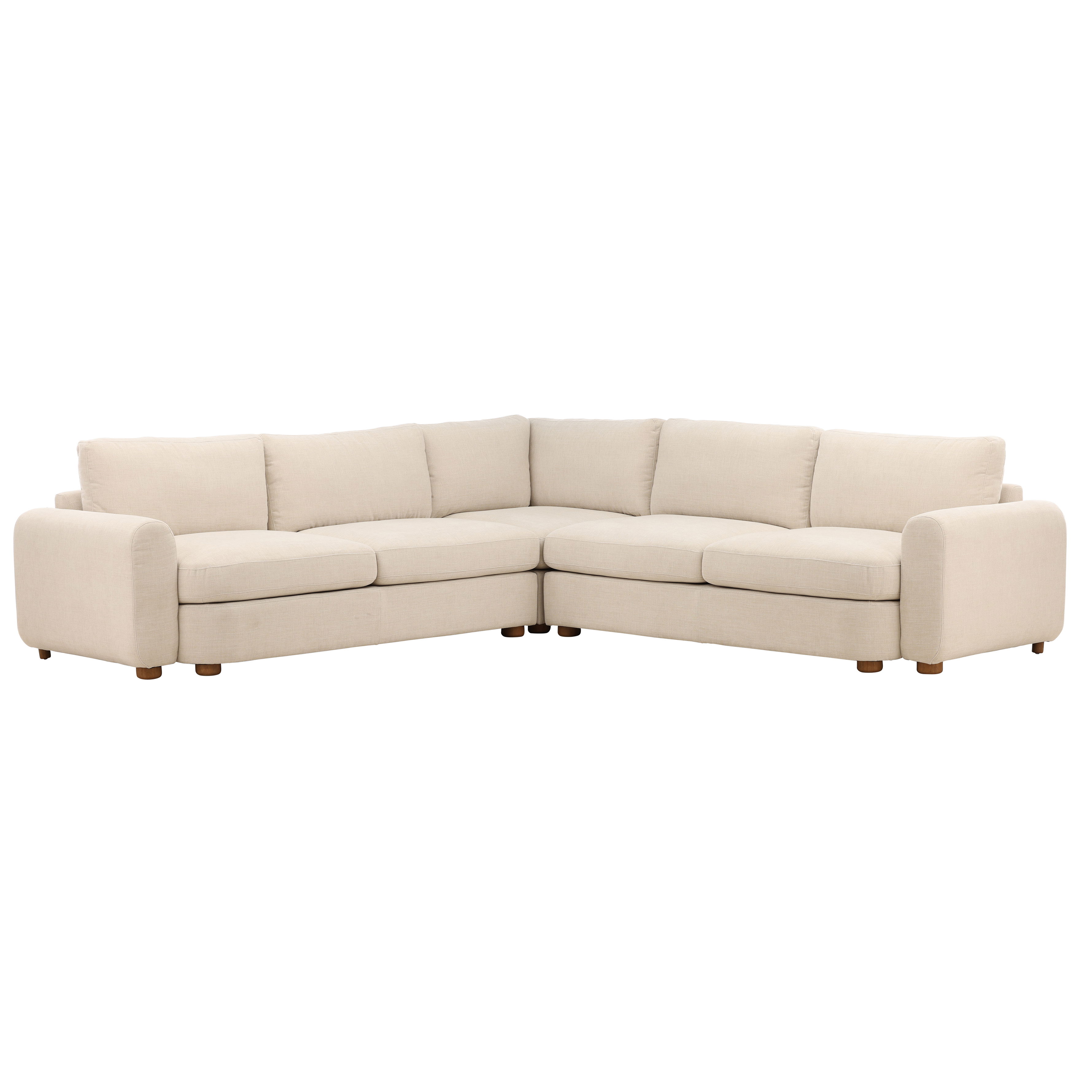 Araceli L-Shape Sectional Oatmeal C0, Sectional Sofa by Dovetail, 120" width x 35" height x 120" depth View 1