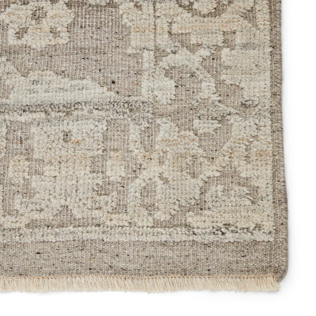 Damask Hand-Knotted Wool Taupe Area Rug large image 