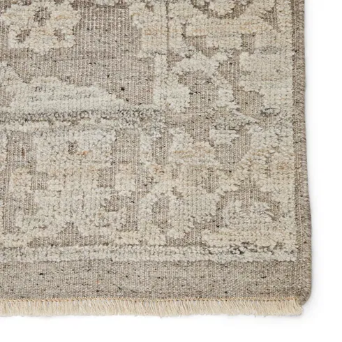 Damask Hand-Knotted Wool Taupe Area Rug