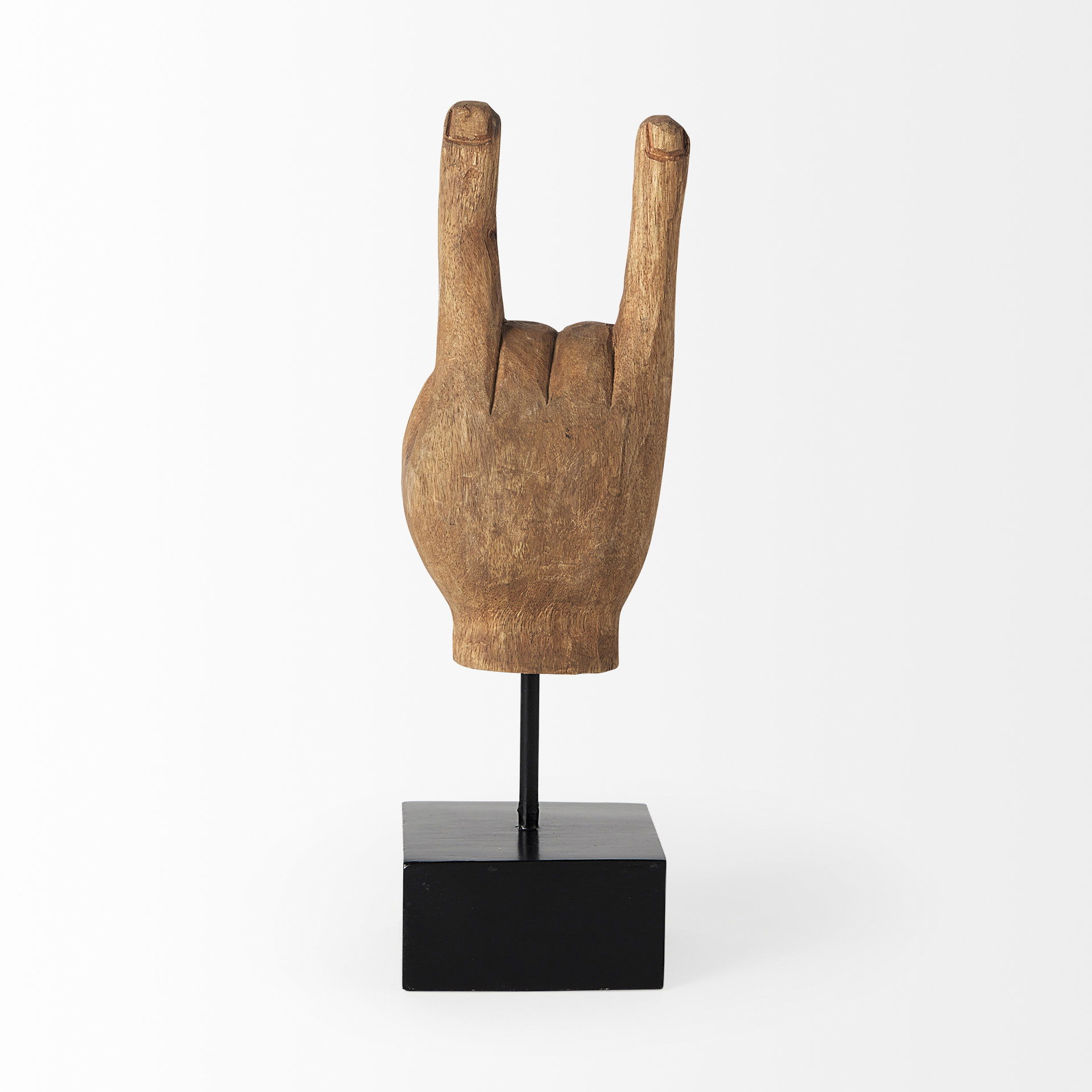 Saxum 4L x 4W Natural Wooden Carved Hang Loose Hand, Decorative Object by Mercana, 4" length x 4.33" width x 12.99" height View 8
