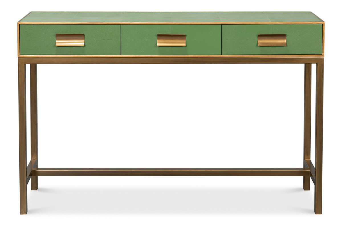 Gideon Shagreen Console  Chambray Blue, by Sarreid, 1' length x 4'6" width x 2'10" height View 8