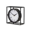 Raisa Black with Gold Antiquing Metal Table Clock, by Mercana, 3.05" length x 1.28" width x 3.05" height thumbnail 1